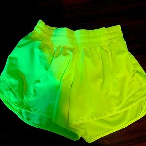 Lululemon Hotty Hot shorts. Neon yellow. Excellent Condition. Size 2